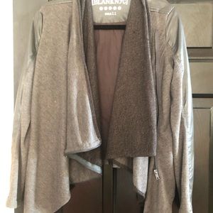 Olive and Dark Gray Faux Leather Blazer